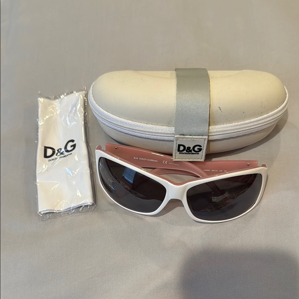 D&G White and Pink Sunglasses with Case